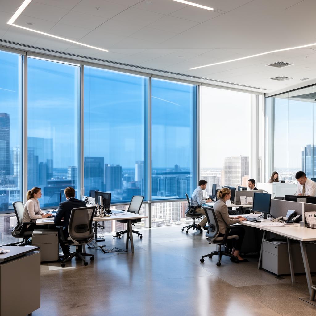 Commercial window tinting installation on San Diego office building