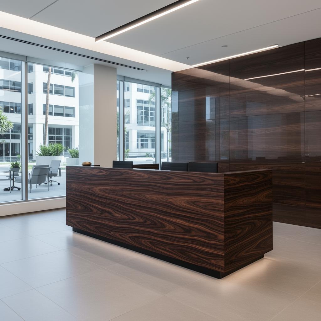 Lobby and reception area refinished with 3M DI-NOC in Los Angeles County