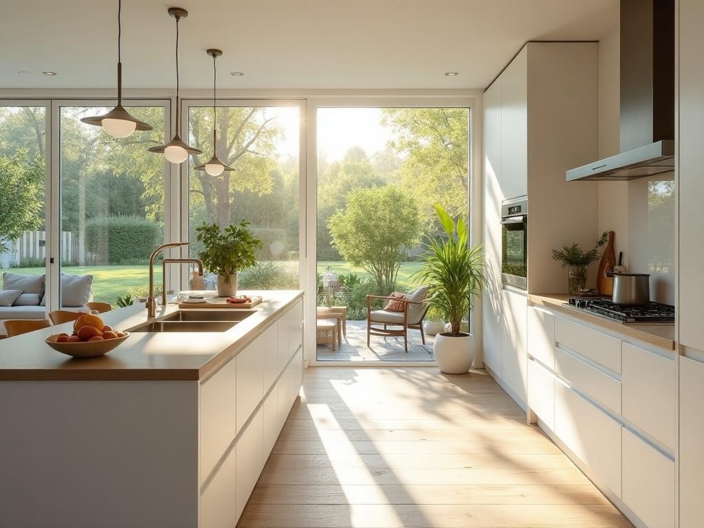 Kitchen with professional window tinting installation in Orange County